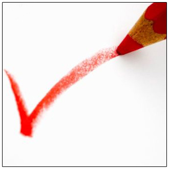 red pencil checkmark.