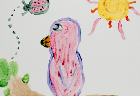 caterpillar made from foam strips and pipe cleaners