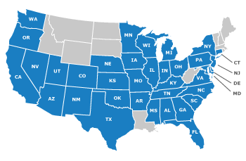 Map of state with Learning Care schools
