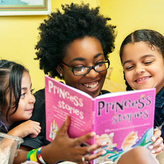 Teacher reading to kids