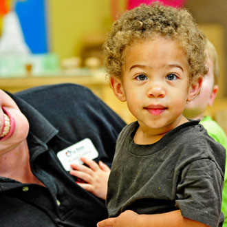 Toddler with teacher