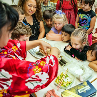 Children watching teacher